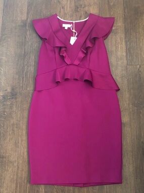 Ted Baker Alair ruffle peplum bodycon dress pink